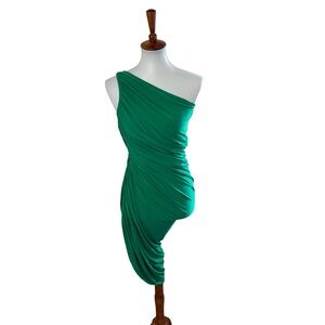 Olivaceous Bodycon One Shoulder Dress Green Size Medium